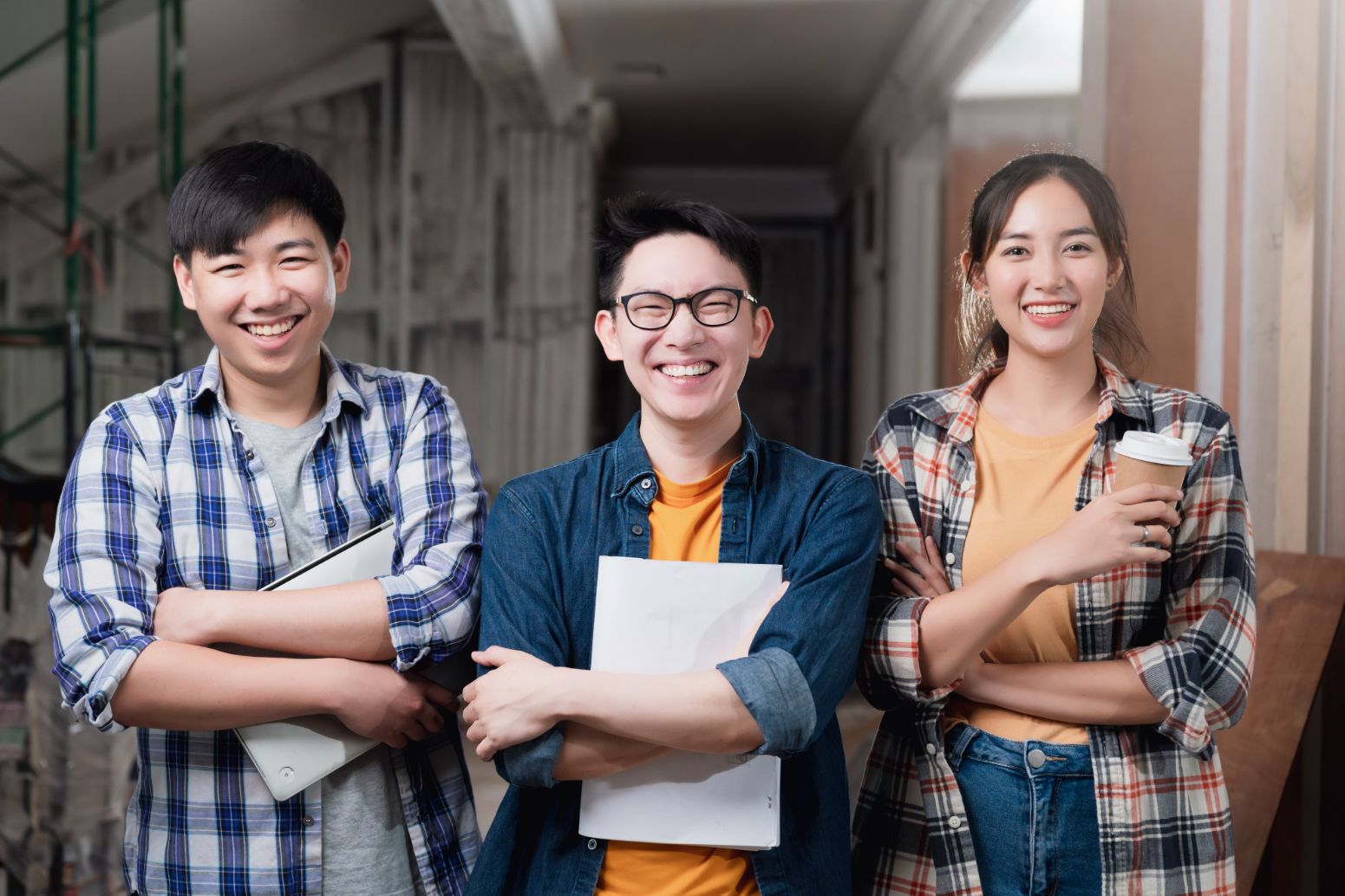 Group of happy students during thier summer internship